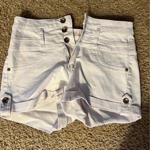 White Refugee High Waisted Shorts
